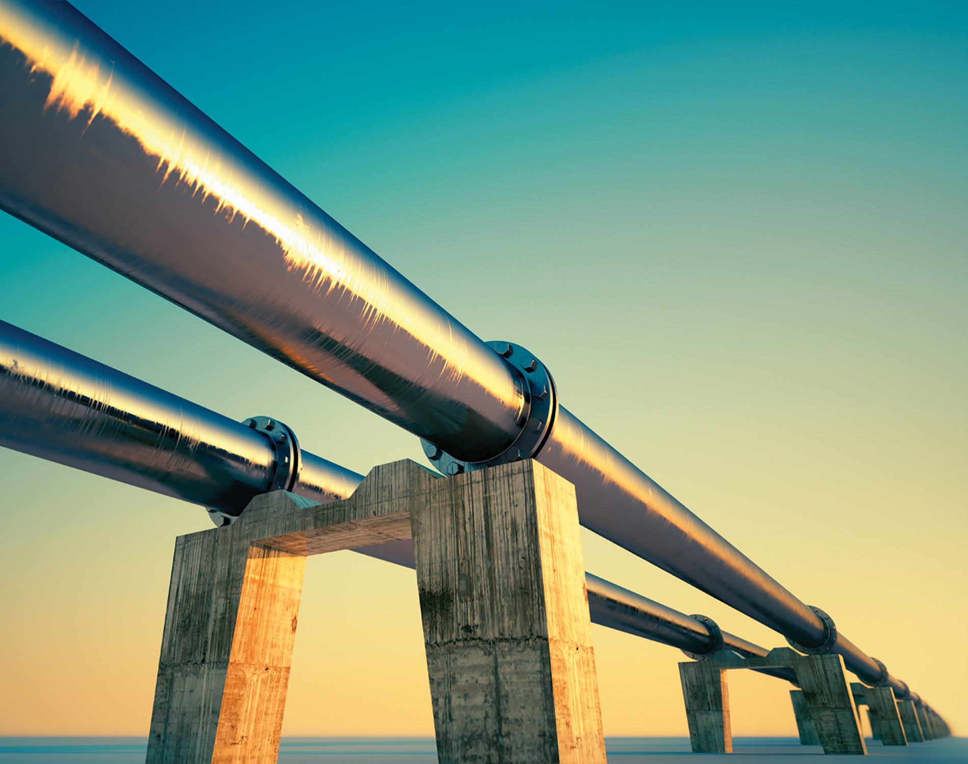 Energy pipeline at sunset